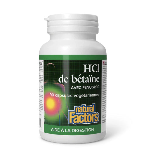 Bétaïne HCL avec Fenugrec - Natural Factors - 90 ou 180 capsules