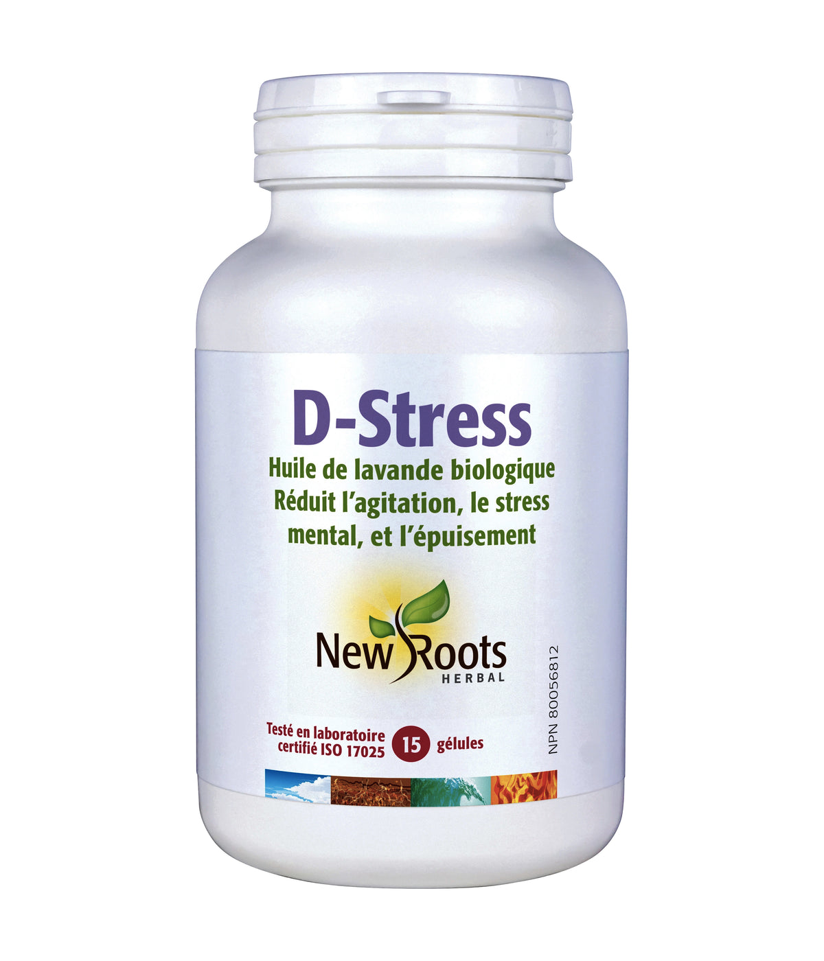 D-Stress - Huile de lavande biologique - Réduit stress mental, agitation, épuisement - New Roots - 2 formats: 15 ou 30 gélules