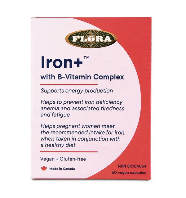 Fer+ avec complexe de vitamines B - Flora - 60 capsules