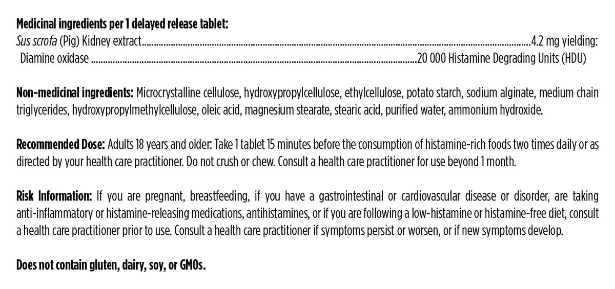 HistaGest-Dao - Diamine Oxydase - Aide à réduire les symptômes d'intolérance à l'histamine - Designs for Health - 60 comprimés à enrobage entérique