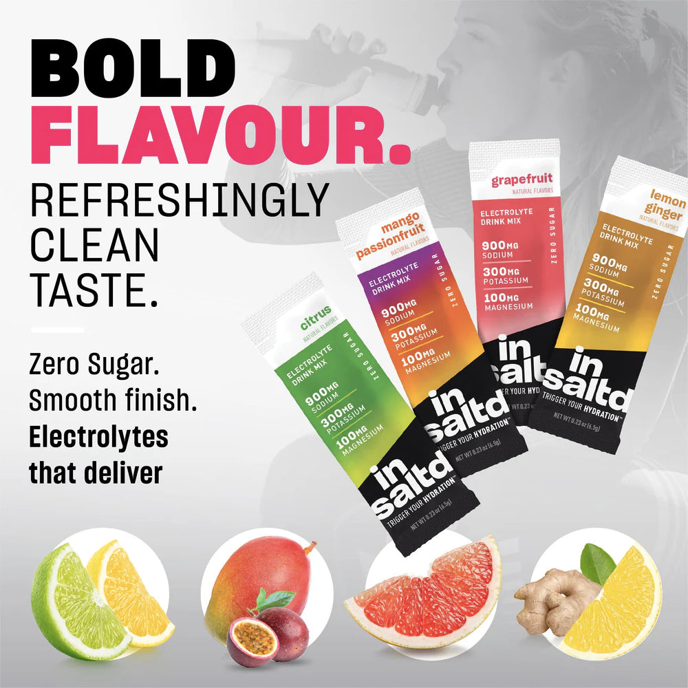 Électrolytes Haut Potentiel - Pack Variété - InSaltd - 12 sachets individuels/ 4 saveurs