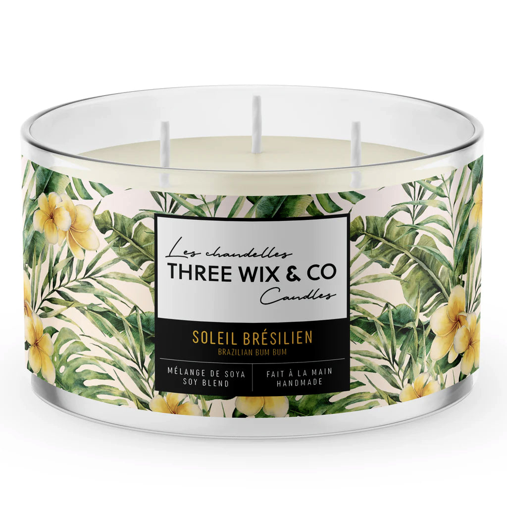 Chandelle de soya 3 mèches - Soleil Brésilien - Three Wix & Co
