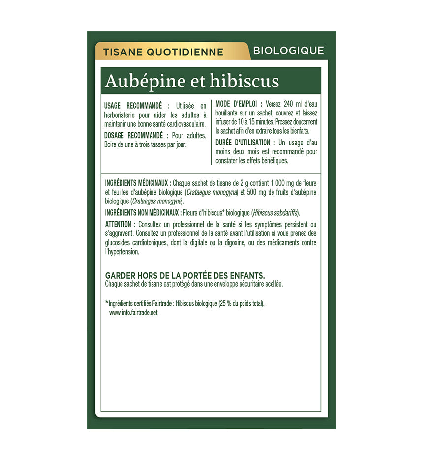 Tisane biologique - Aubépine et Hibiscus - Traditional Medicinals - 16 sachets