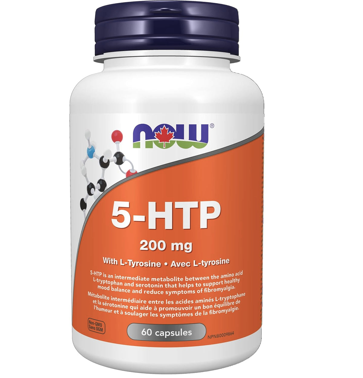 5-HTP (200mg) avec Tyrosine - Now - 60 capsules