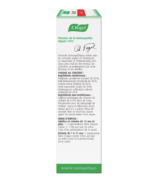 Sinna - Vaporisateur nasal - Congestion des sinus - A.Vogel - 20ml