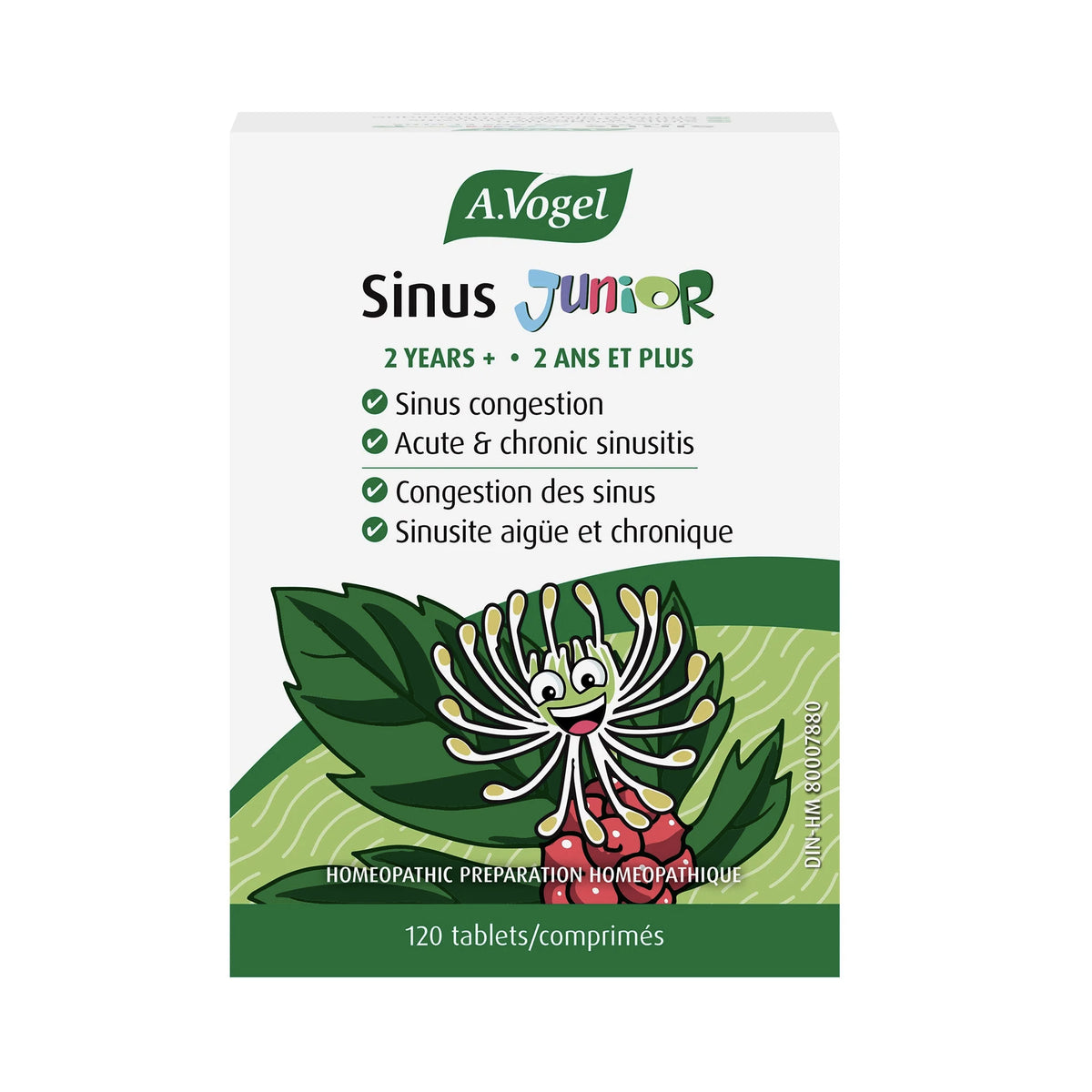Sinus Junior - Congestion des sinus et sinusite - Âge 2 ans et + A.Vogel - 120 comprimés