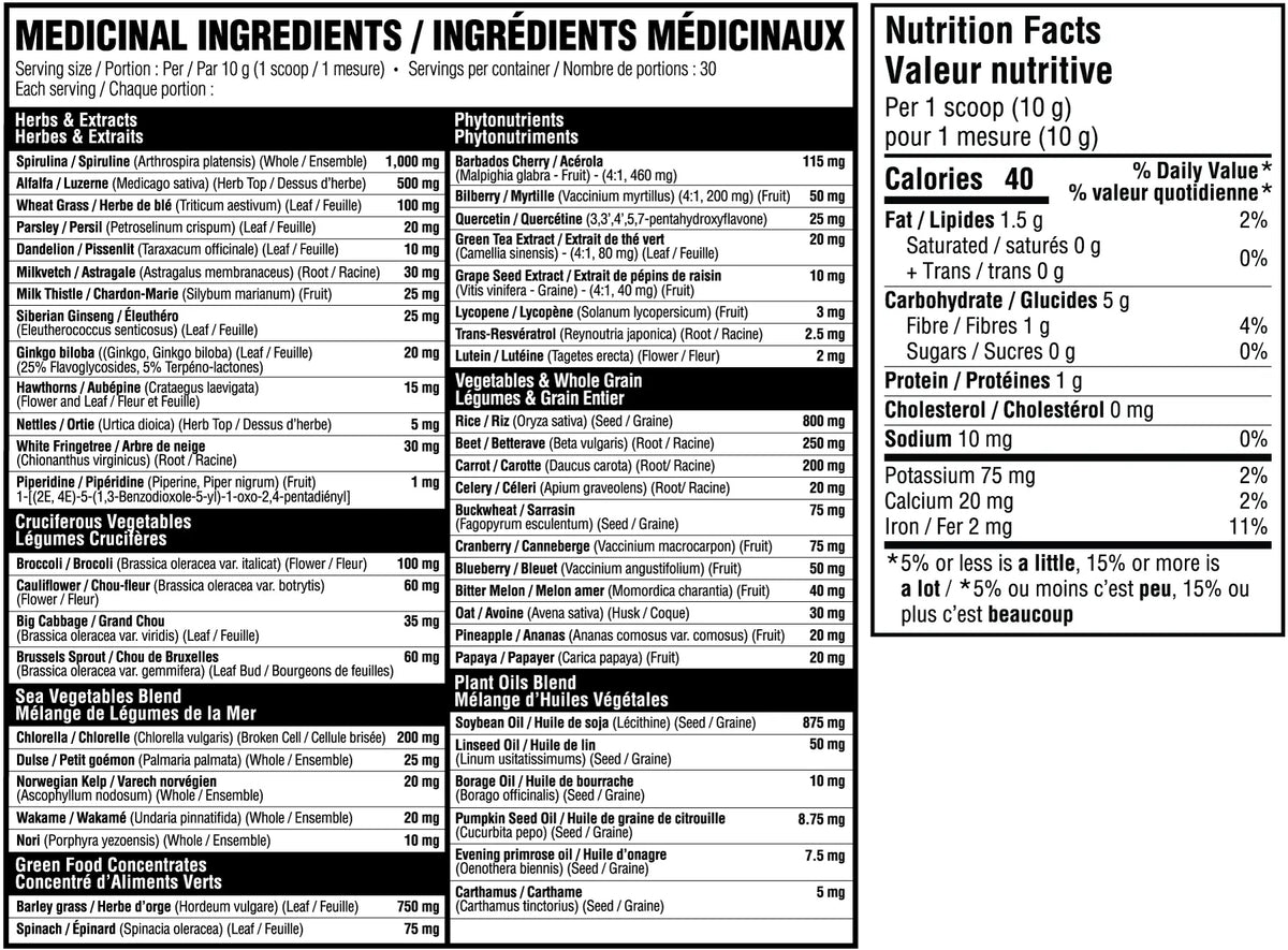 Superfoods + Greens - Superaliments verts - Believe Supplements - Pomme Verte - 30 portions (310g)