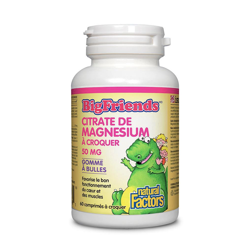 Citrate de Magnésium - 50mg - Big Friends - Natural Factors - 60 comprimés à croquer - Gomme Balloune