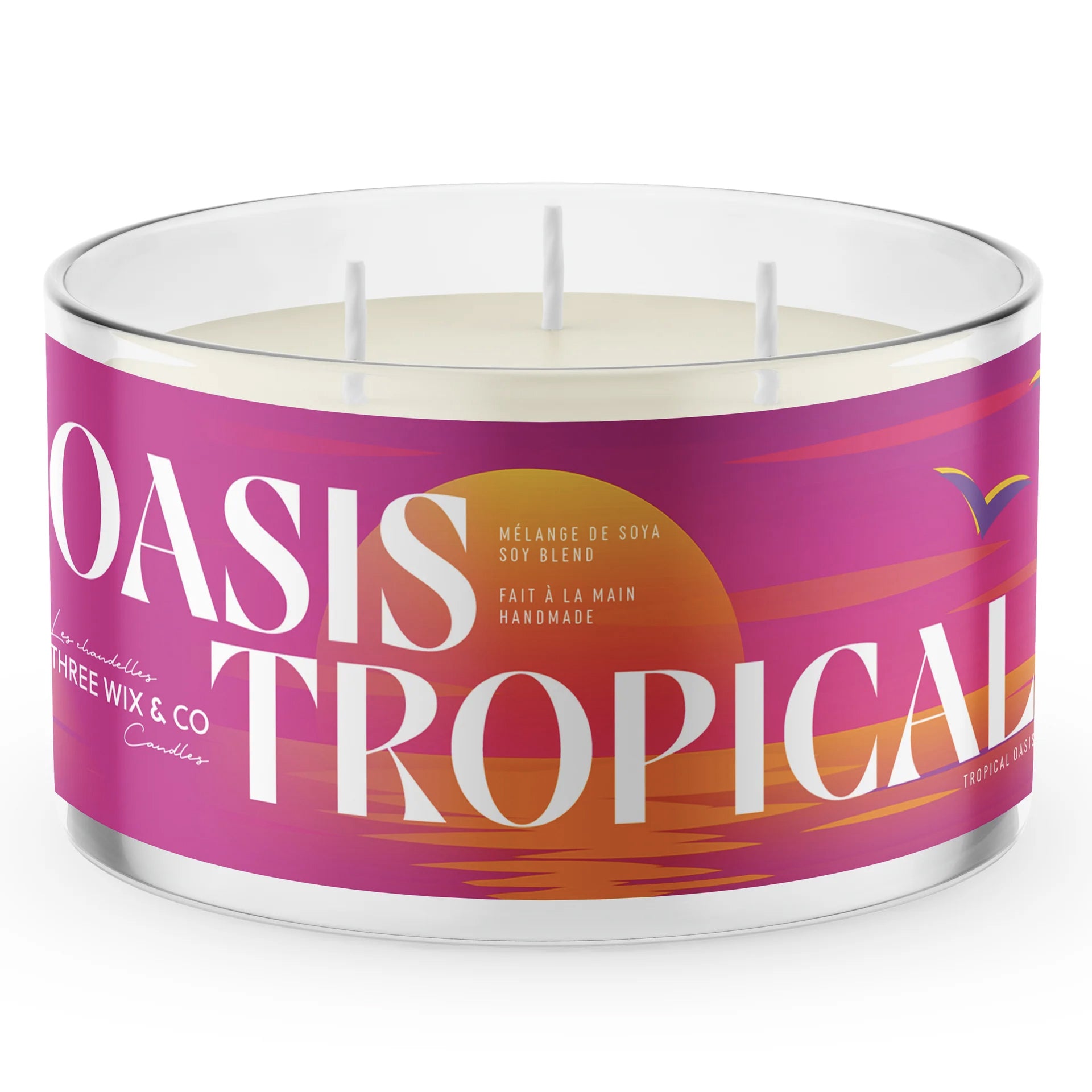 Chandelle de soya 3 mèches - Oasis Tropical - Three Wix & Co