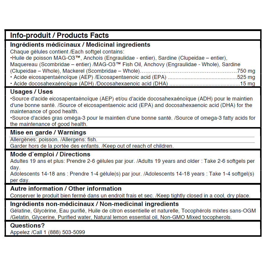 MAG-O3 - Concentré de MAG-EPA - Oméga-3 - EB Supplements - 30 ou 60 gélules
