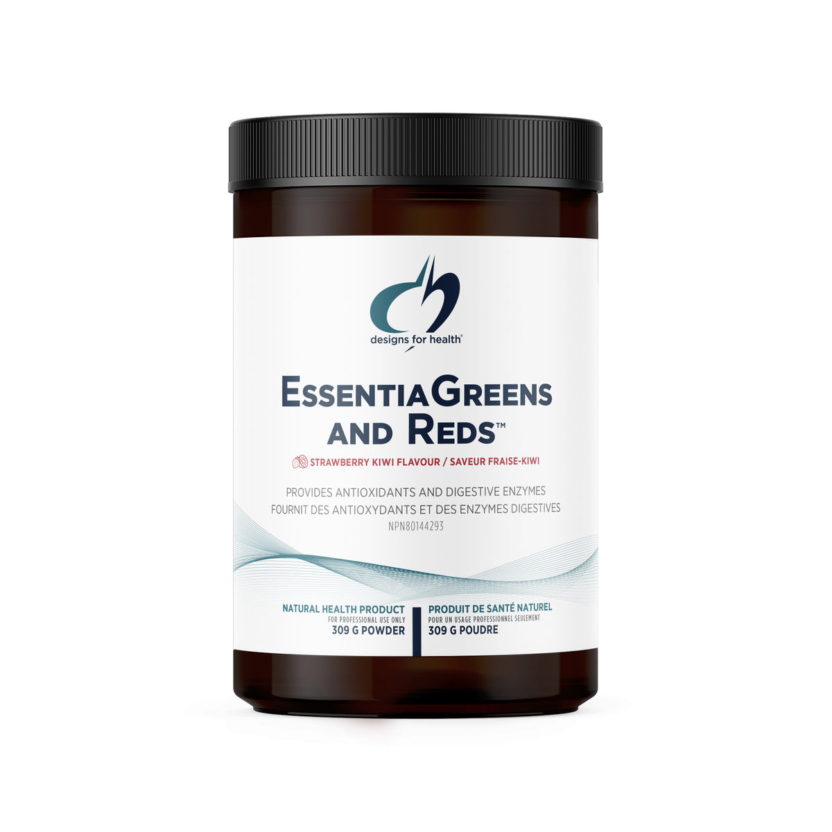 Essentia Greens and Reds - Designs For Health - 309g (poudre) - Saveur fraise-kiwi