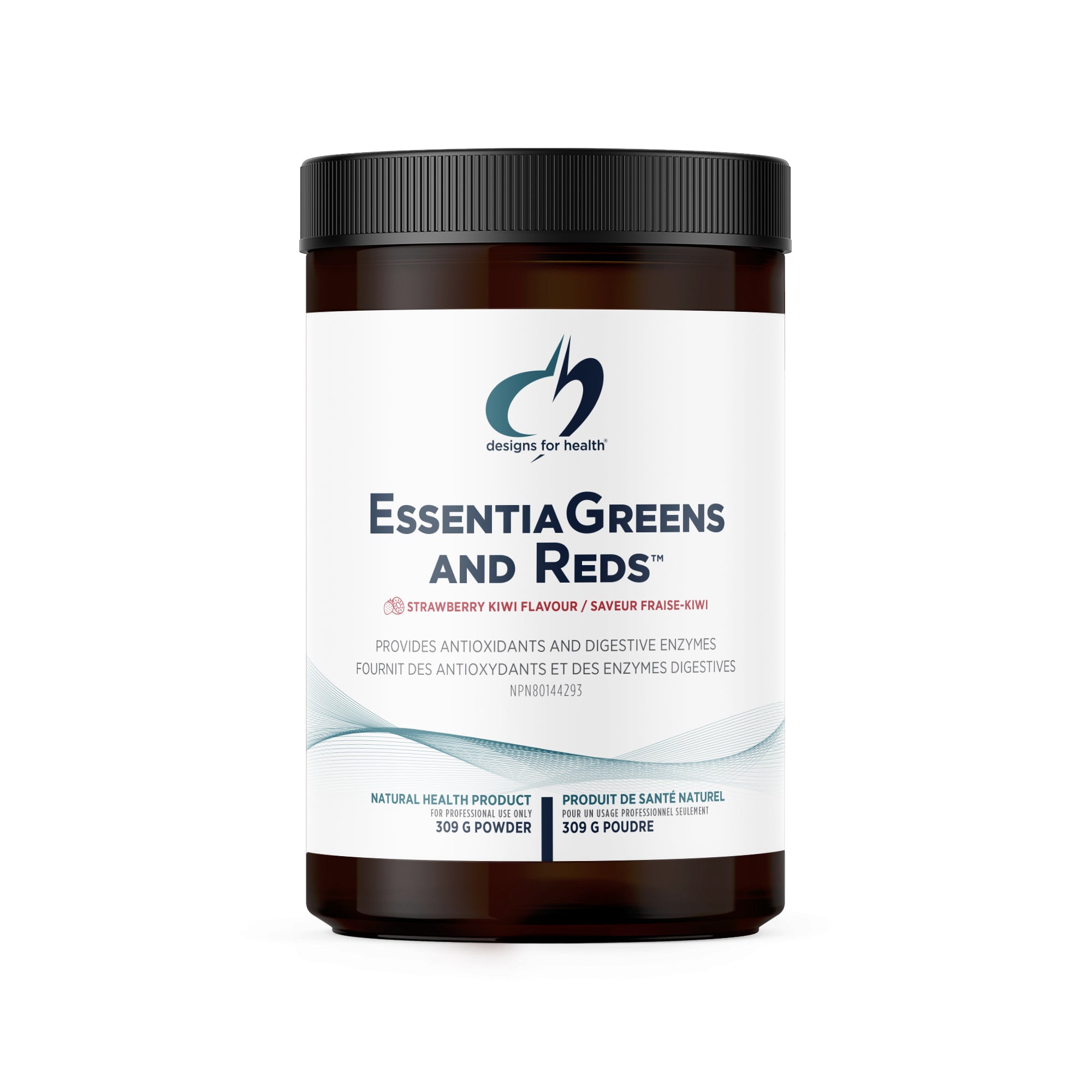 Essentia Greens and Reds - Designs For Health - 309g (poudre) - Saveur fraise-kiwi