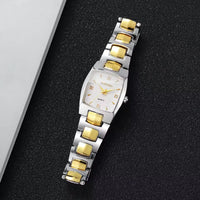 Montre pour femmes rectangle deux tons