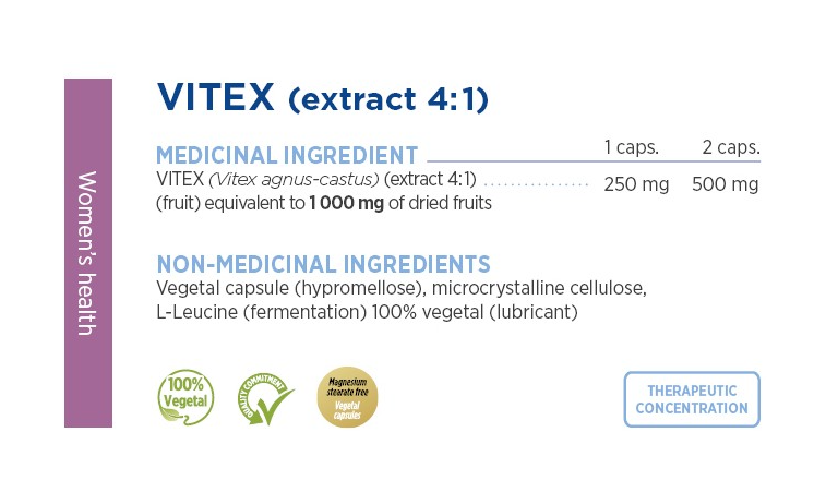 Vitex (extrait 4:1) 250mg - Équilibre féminin et confort hormonal - Gamma Force - 60 capsules