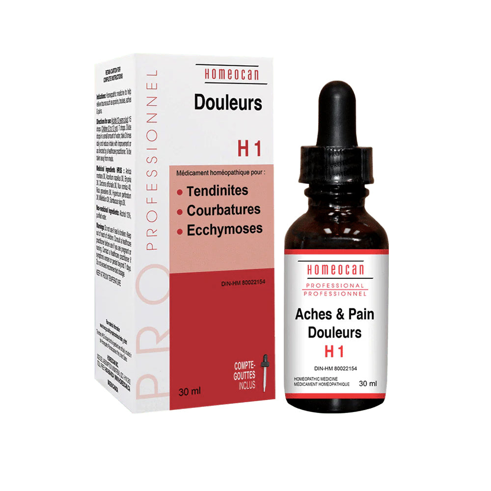 H1 - Remède homéopathique - Douleurs - Tendinites, courbatures, ecchymoses - Homeocan - 30ml