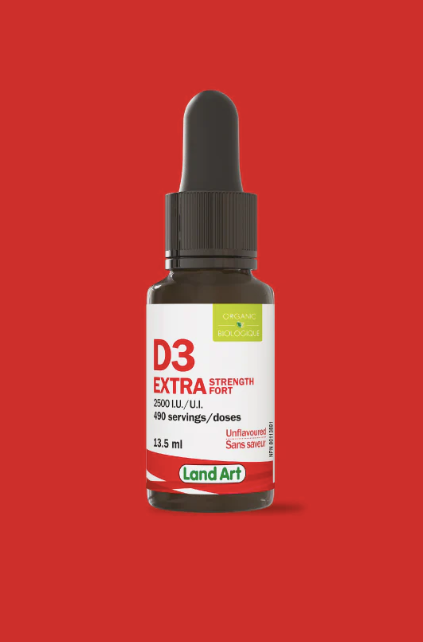 Vitamine D3 biologique - Extra-Fort 2500 Ui - Land Art - 13,5ml