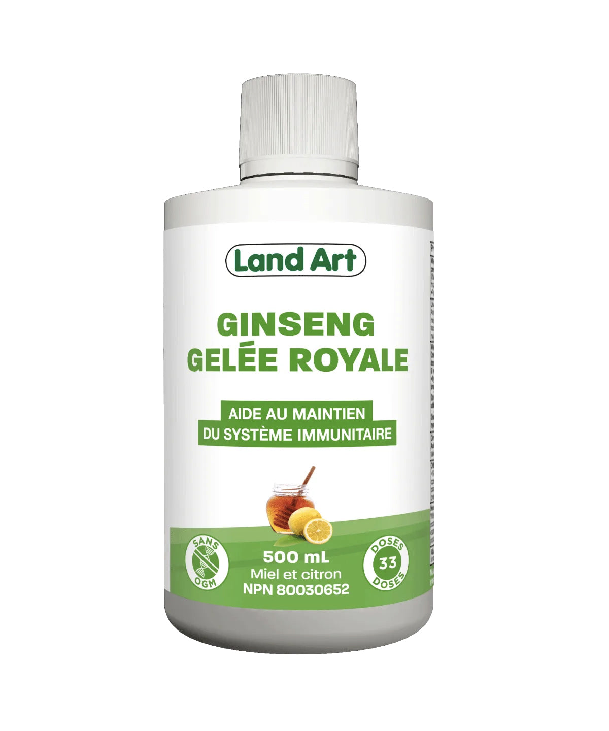 Ginseng et Gelée Royale - Énergie et Immunité - Land Art - 500ml - Miel & Citron