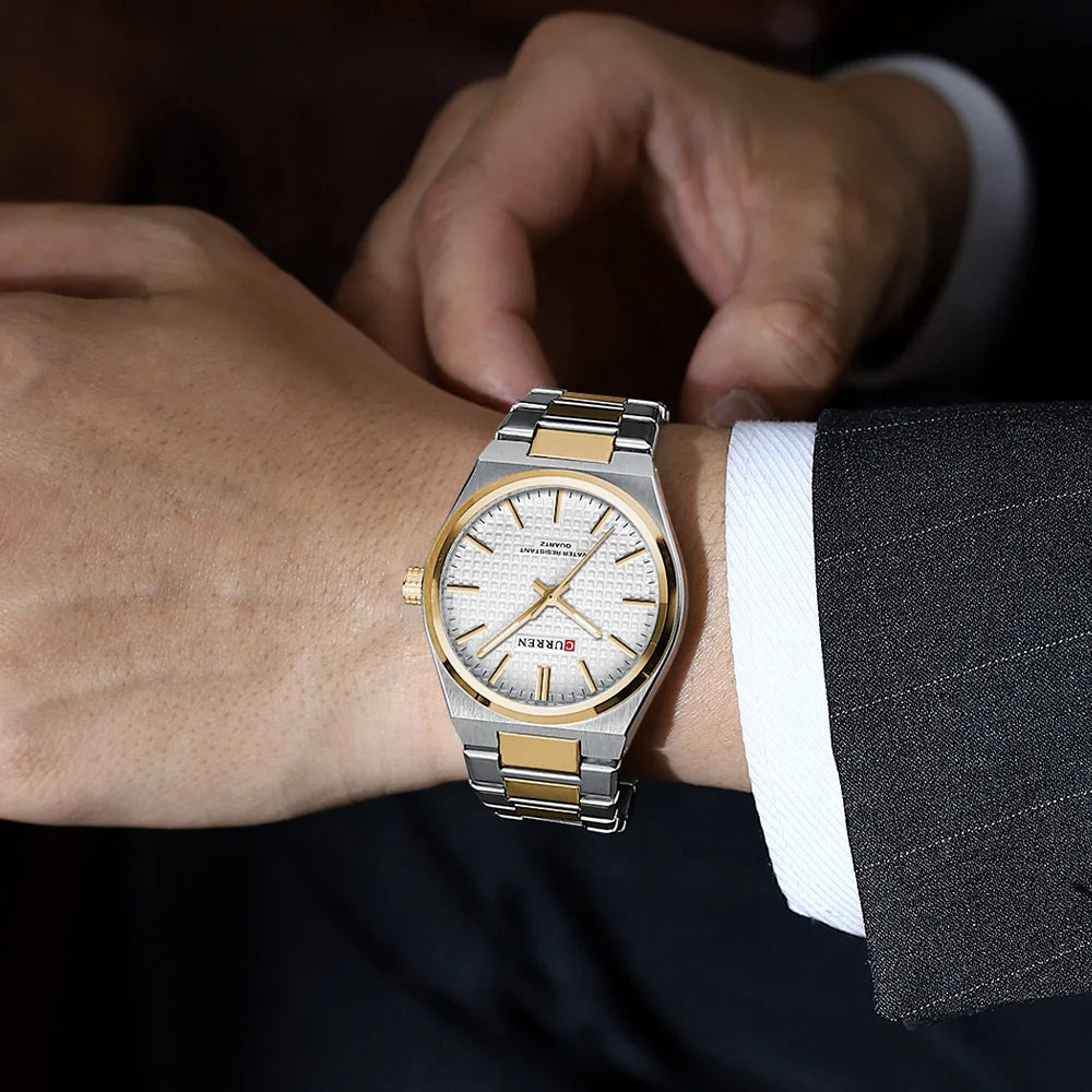 Curren - Montre pour hommes bracelet en acier inoxydable 2 tons
