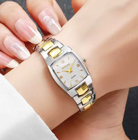 Montre pour femmes rectangle deux tons