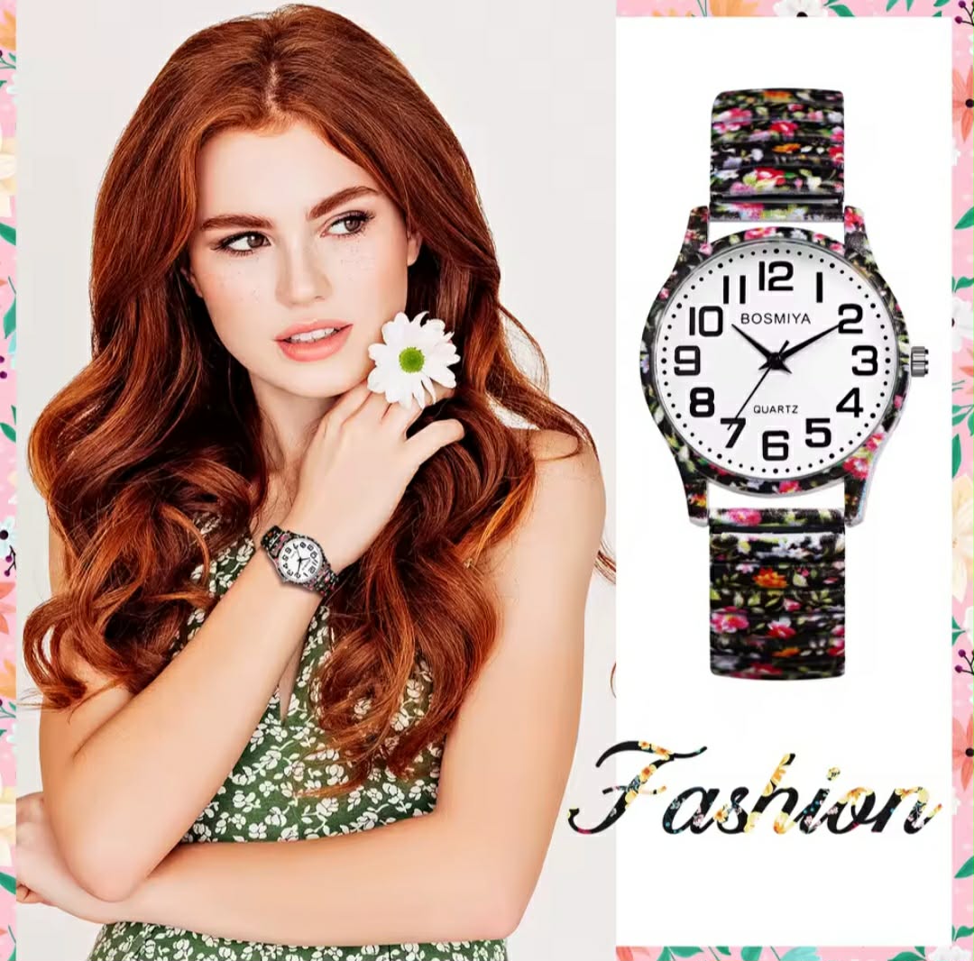 Montre extensible pour femmes - Modèle Fleuri
