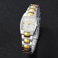 Montre pour femmes rectangle deux tons
