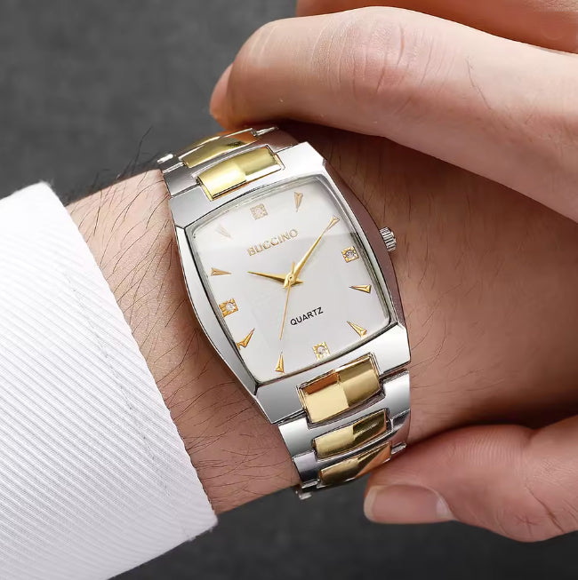Montre rectangle deux tons pour homme