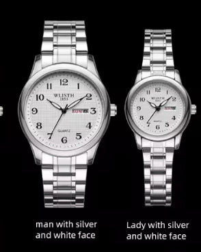 Montre pour femmes bracelet en acier inoxydable argent avec jour et date