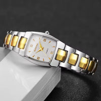 Montre pour femmes rectangle deux tons