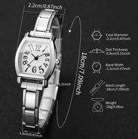 Petite montre carrée avec gros chiffre pour femmes - Bracelet extensible
