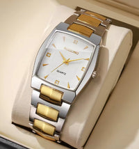 Montre rectangle deux tons pour homme