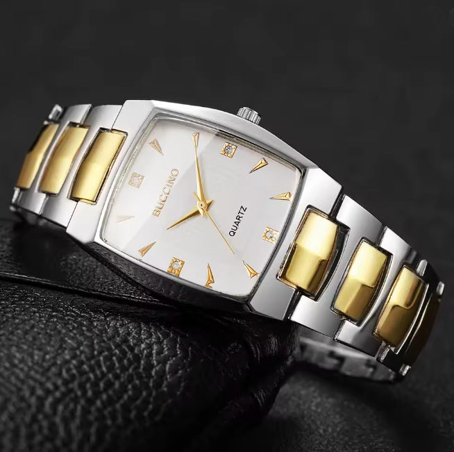 Montre rectangle deux tons pour homme