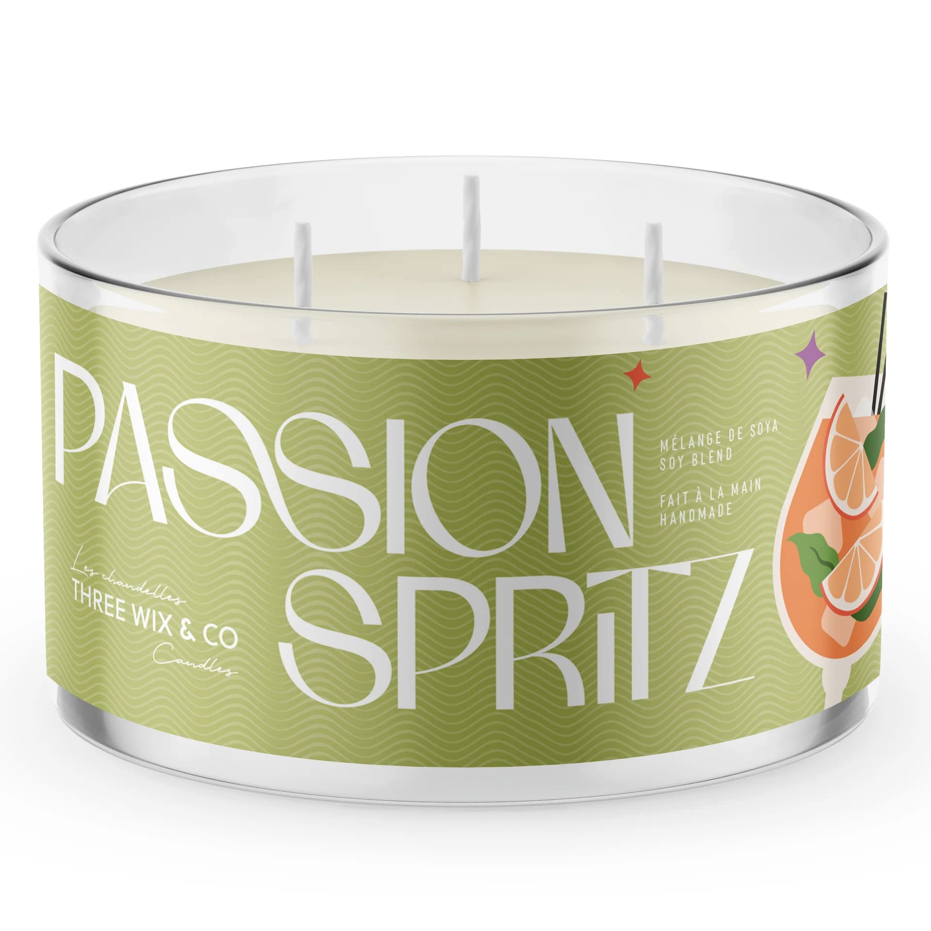 Chandelle de soya 3 mèches - Passion Spritz - Three Wix& Co