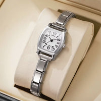 Petite montre carrée avec gros chiffre pour femmes - Bracelet extensible