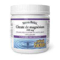 Citrate de magnésium - 300mg - Constipation - Natural Factors - 250g poudre - 2 saveurs