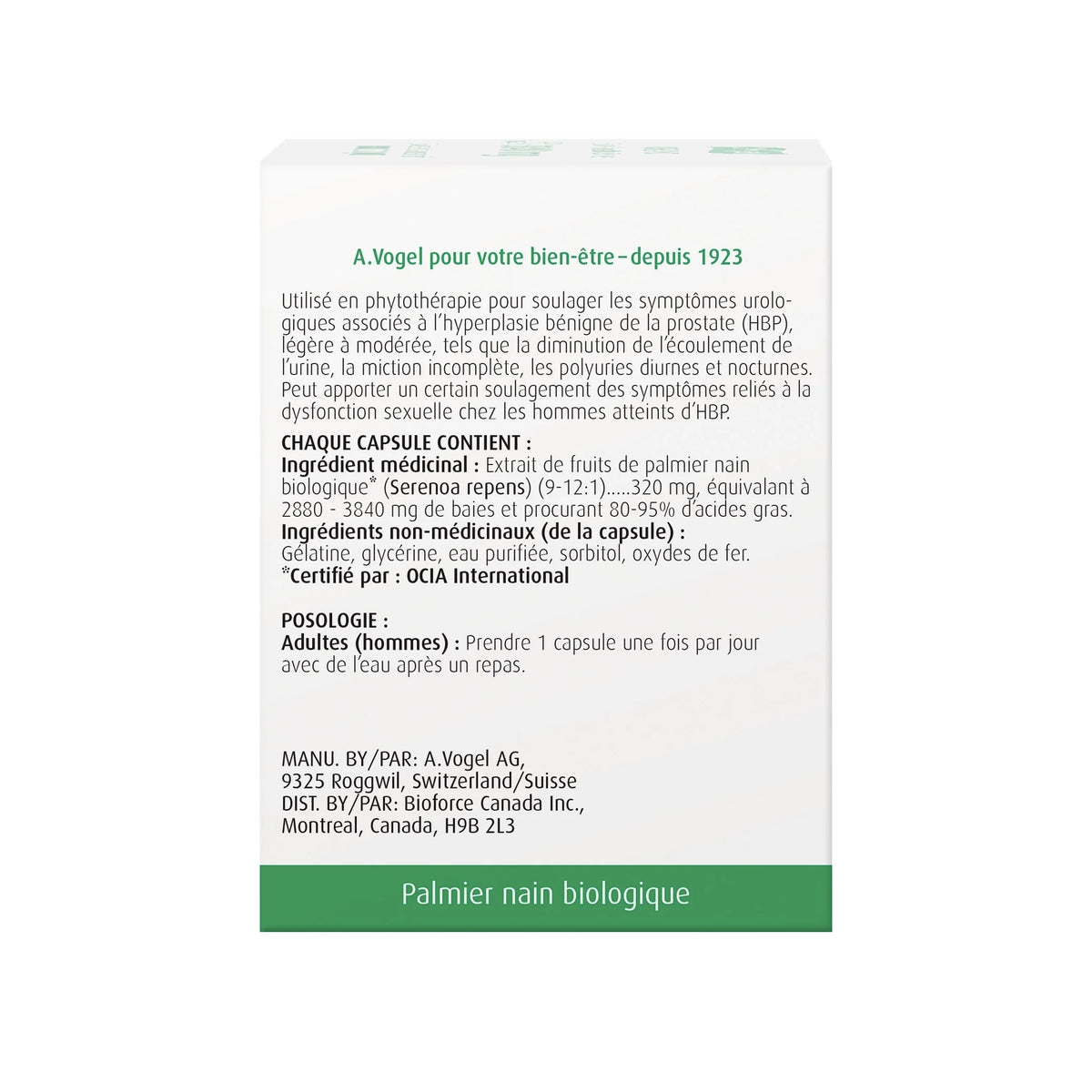 Prostate 1 - Capsules de palmier nain, dysfonction sexuelle reliée à l'HBP - 30 ou 60 capsules