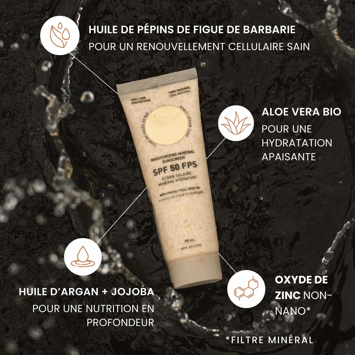 Écran Solaire Minéral FPS 30 - Protection quotidienne - Sans parfum - Tanit - 90ml