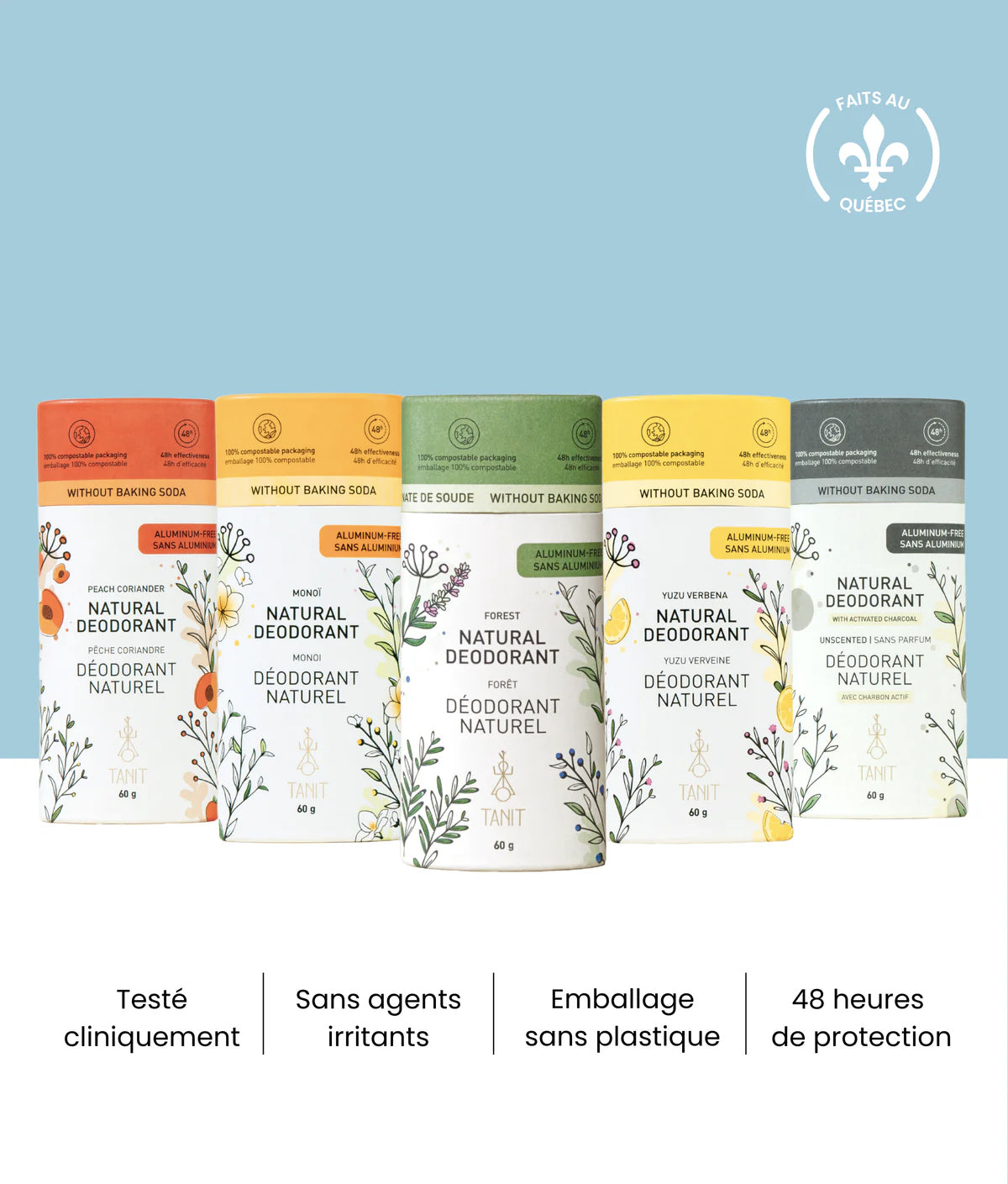 Déodorant naturel sans bicarbonate de soude et sans aluminium - Monoï - Tanit - 60g