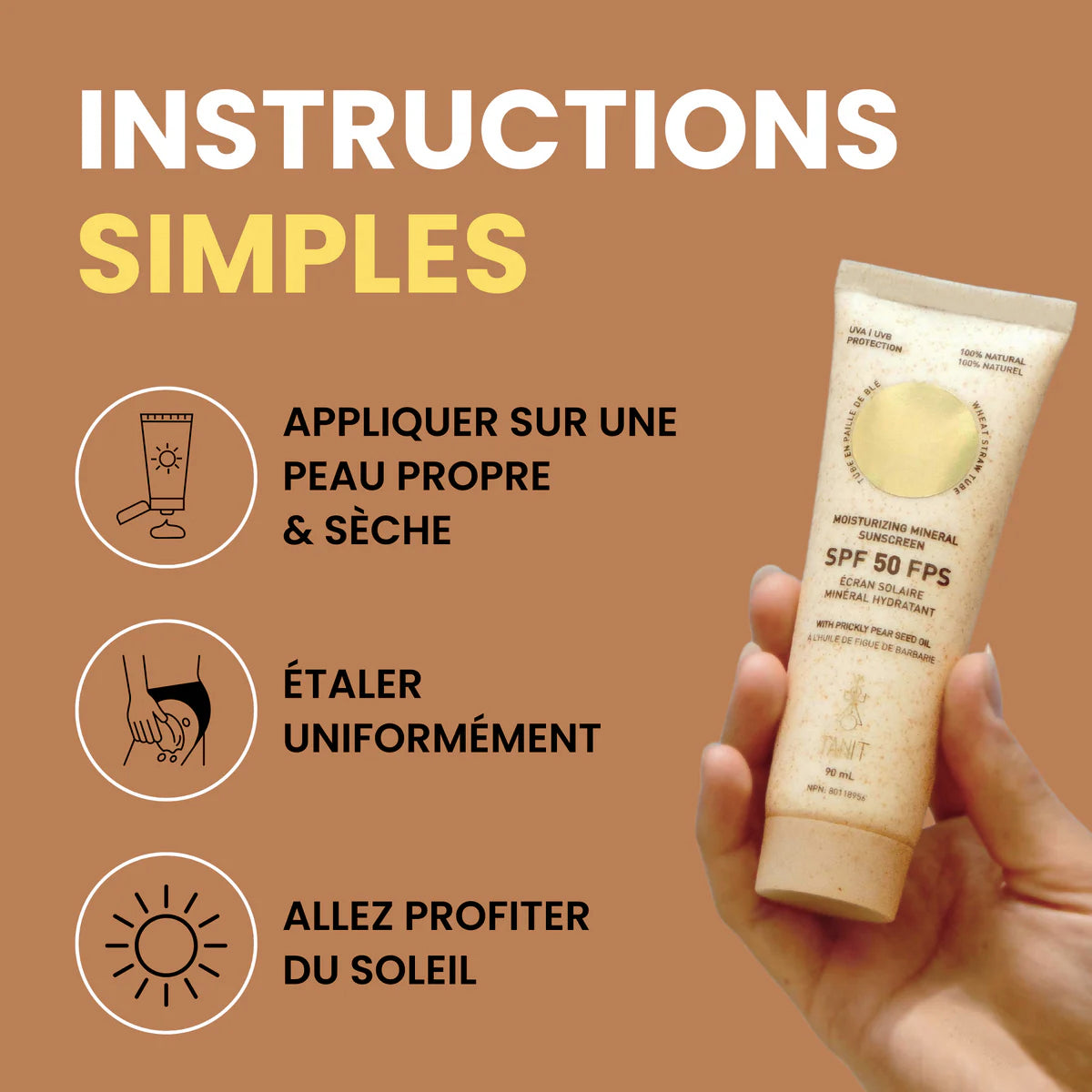Écran Solaire Minéral FPS 30 - Protection quotidienne - Sans parfum - Tanit - 90ml