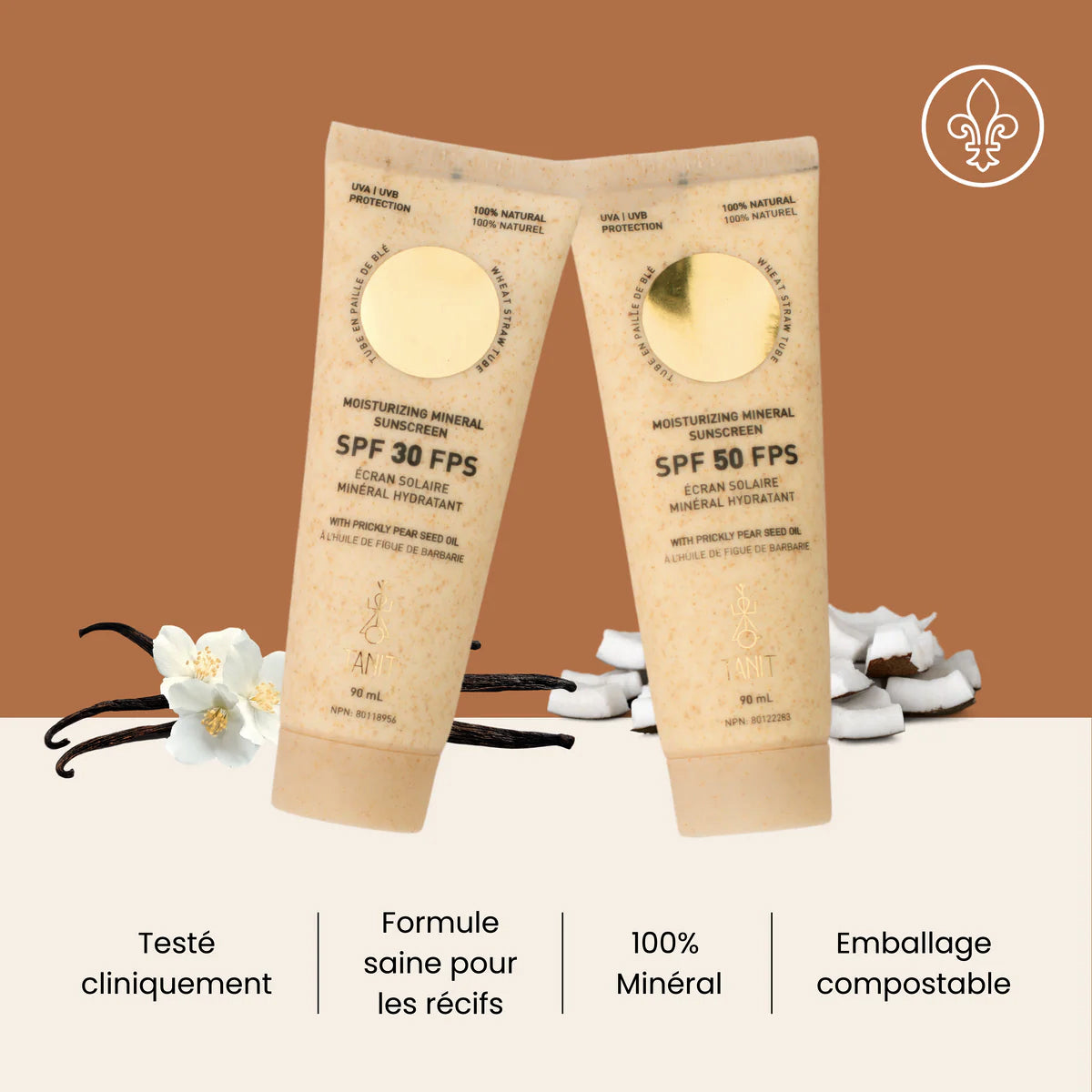 Écran Solaire Minéral FPS 30 - Protection quotidienne - Sans parfum - Tanit - 90ml