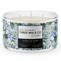 Chandelle de soya 3 mèches - Fleurs de coton - Three Wix & co