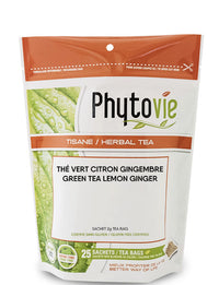 Tisane/Thé Vert, Citron, Gingembre - Phytovie - 25 sachets