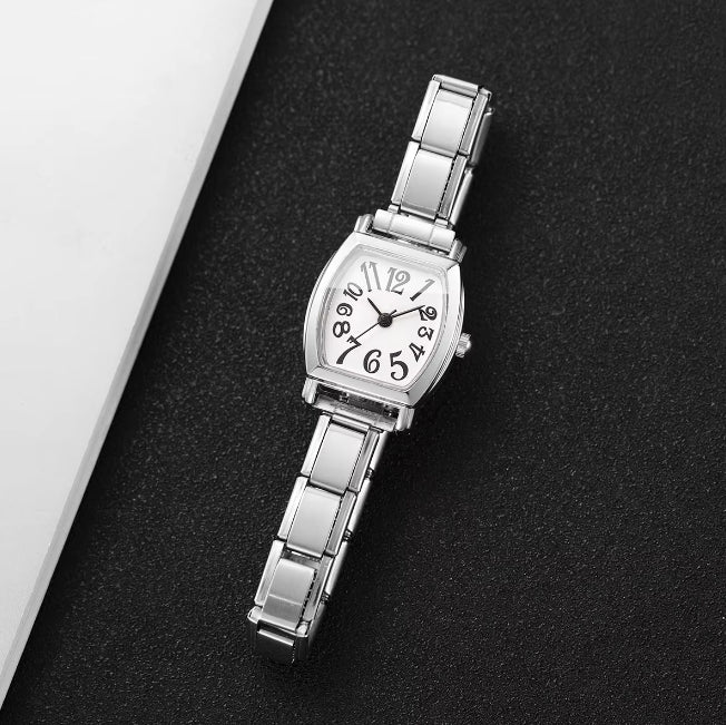 Petite montre carrée avec gros chiffre pour femmes - Bracelet extensible