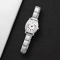 Petite montre carrée avec gros chiffre pour femmes - Bracelet extensible