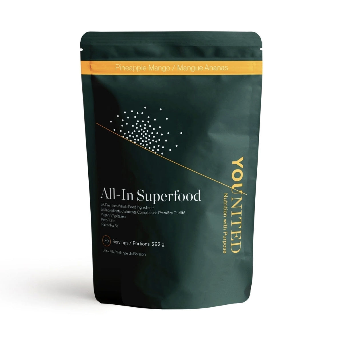 All-In-Superfoods - Greens - Aliments verts complets -  Ananas Mangue - Younited Wellness - 292g