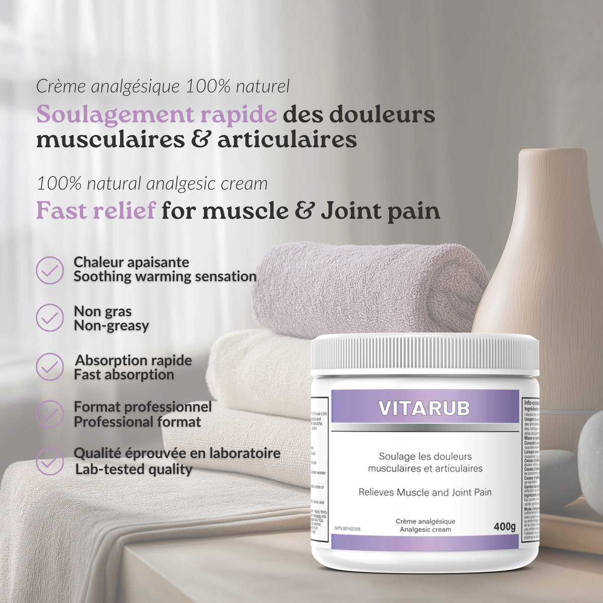 Vitarub - Vita-rub - Vita Rub - Crème Analgésique - 400g